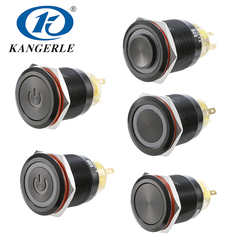 22MM金屬按鈕開關(guān)氧化鋁黑色外殼